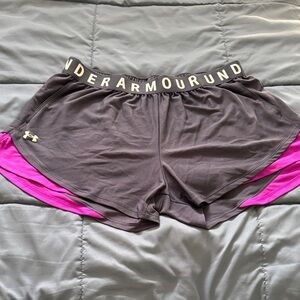 Under Armour Women's Gray and Pink Athletic Shorts